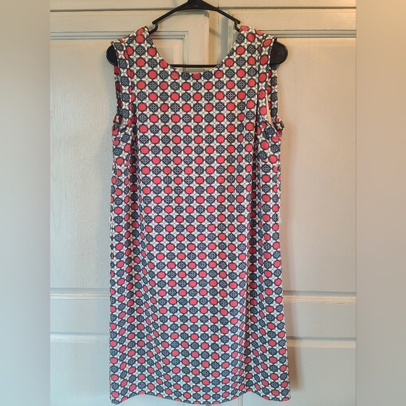 Banana Republic Red Gray White Geometric Print Shift Dress - Picture 1 of 6